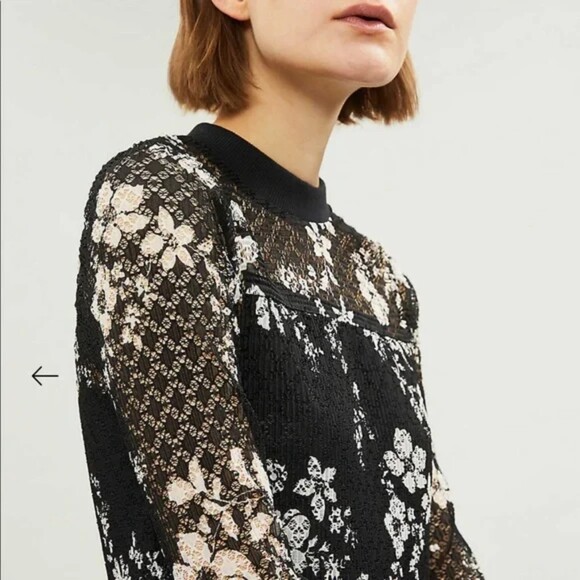 See By Chloé Floral Print Lace Dress Black White Spring Designer Frock Wedding - Picture 3 of 11